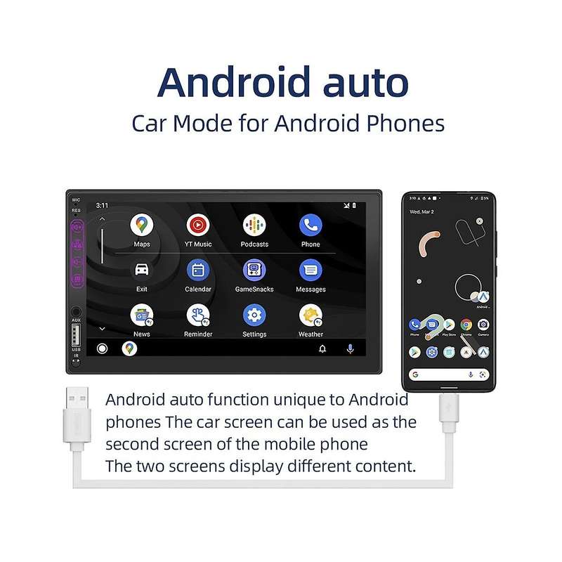 7 Inch Double Din Car Stereo Hd Touchscreen,carplay Android Auto,12led Backup Camera,mirror Link,usb