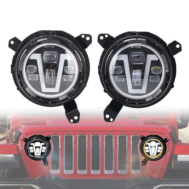 7 Inch Led Headlight 12V LED Work Headlight with V DRL Amber Turn Signal Halo with H4 Connector for