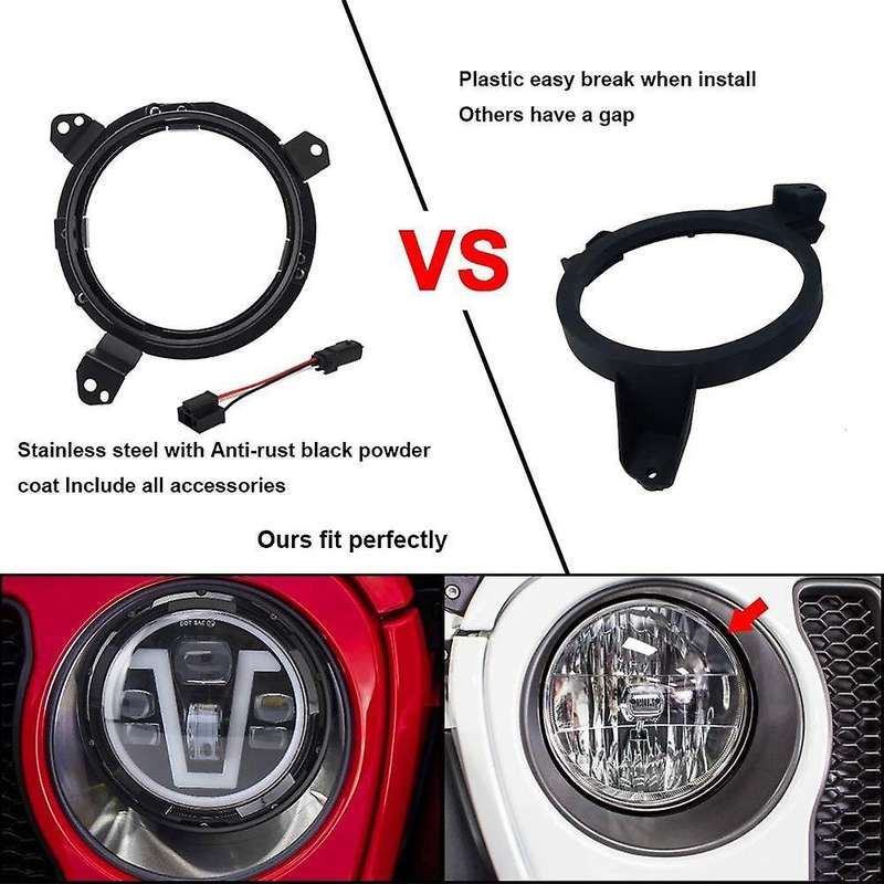 7 Inch Led Headlight 12V LED Work Headlight with V DRL Amber Turn Signal Halo with H4 Connector for