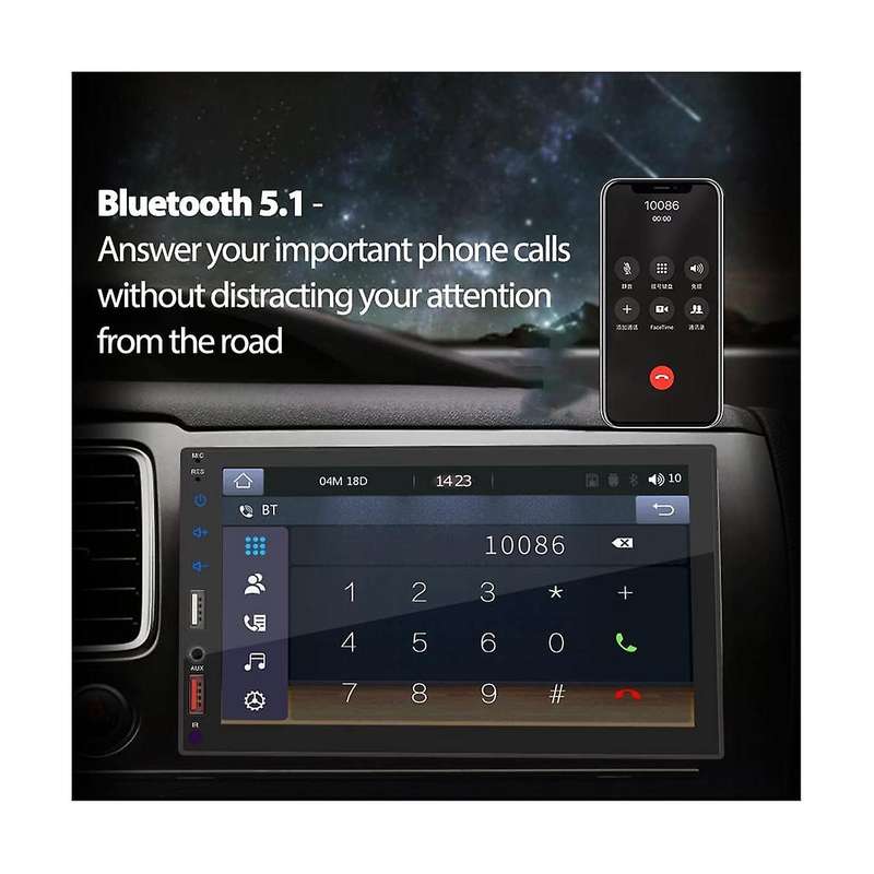 7 Inch Double Din Car Stereo Carplay Android Auto Mirror-link, Multimedia Touchscreen Player Bluetoo