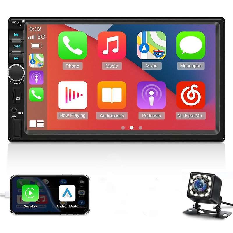 7 Inch Double Din Carplay Car Stereo with Carplay Android Auto, Car Radio with Mirror Link Bluetooth