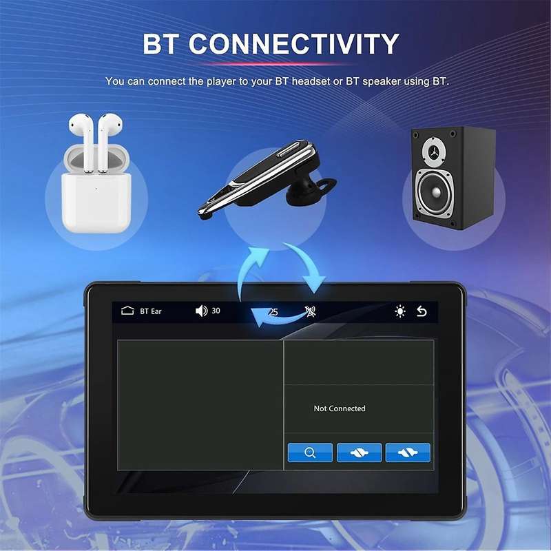 7 Inch Portable Motorcycle GPS Navigation Waterproof Carplay Screen Display Wireless Android Auto Mo