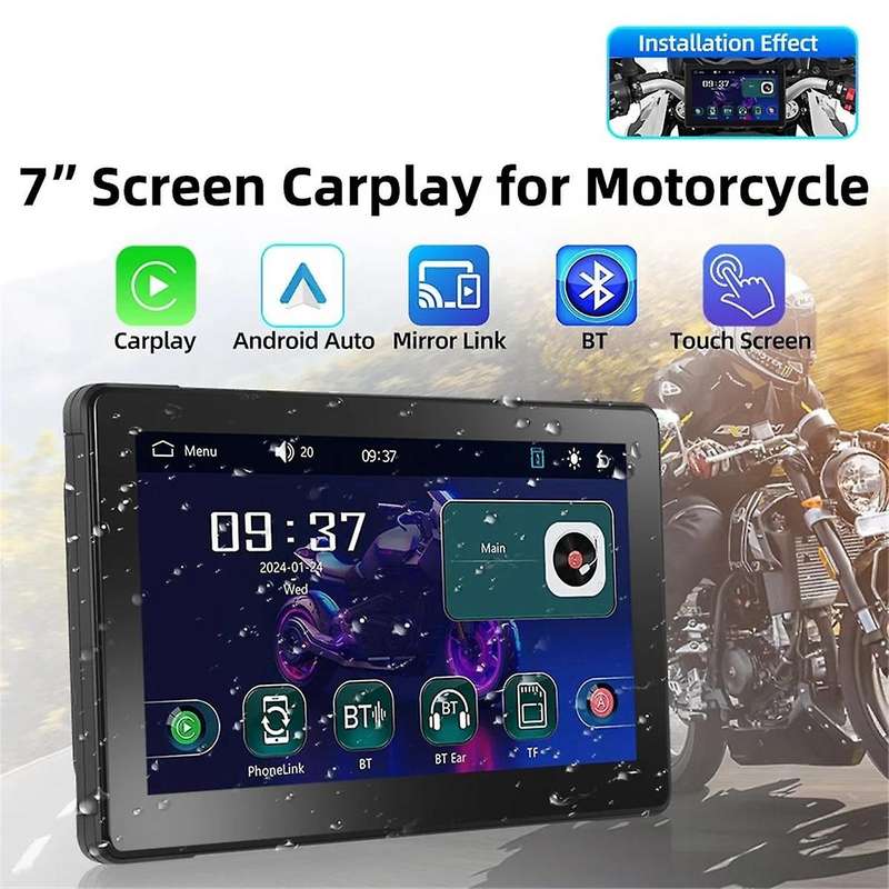 7 Inch Portable Motorcycle GPS Navigation Waterproof Carplay Screen Display Wireless Android Auto Mo