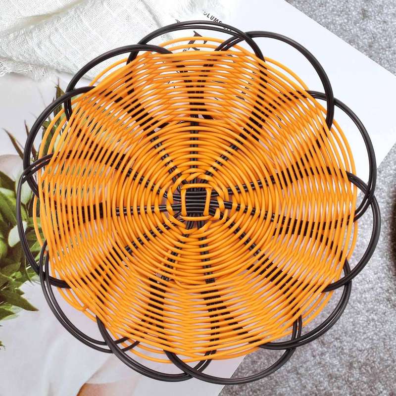 7 inch Plastic Braided Basket Fruit Vegetable Container Holder Black&orange