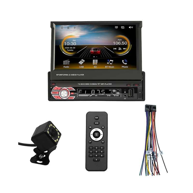 7 Inch Manual Flip Car Stereo,carplay Android Auto,single Din Hd Touchscreen Radio,fm Bluetooth Mirr