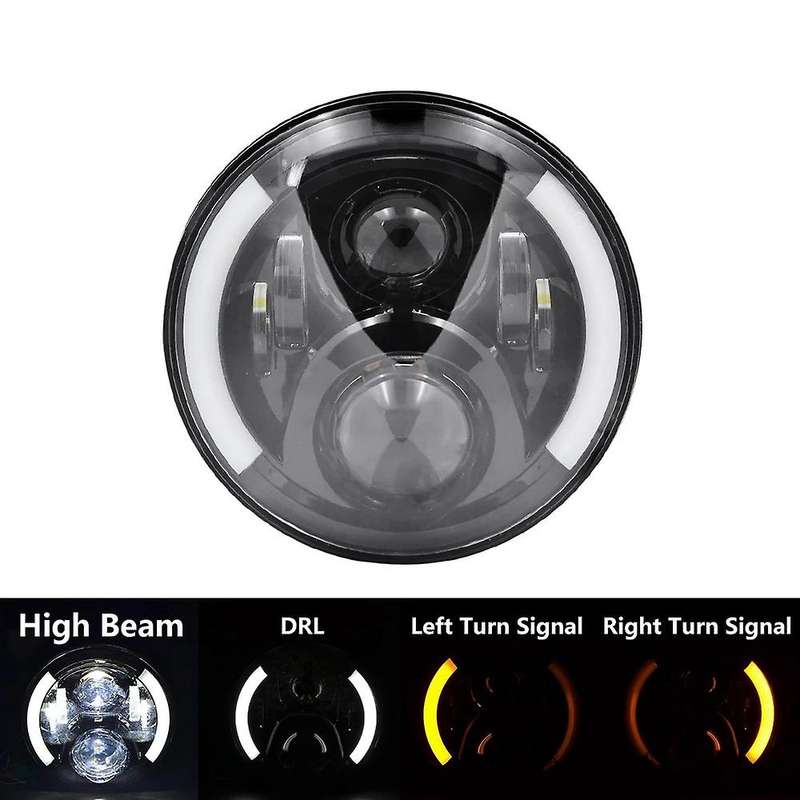 7 Inch Motorcycle LED Headlights Motorcycle LED Round Headlights with Amber Turn Signals for Softail