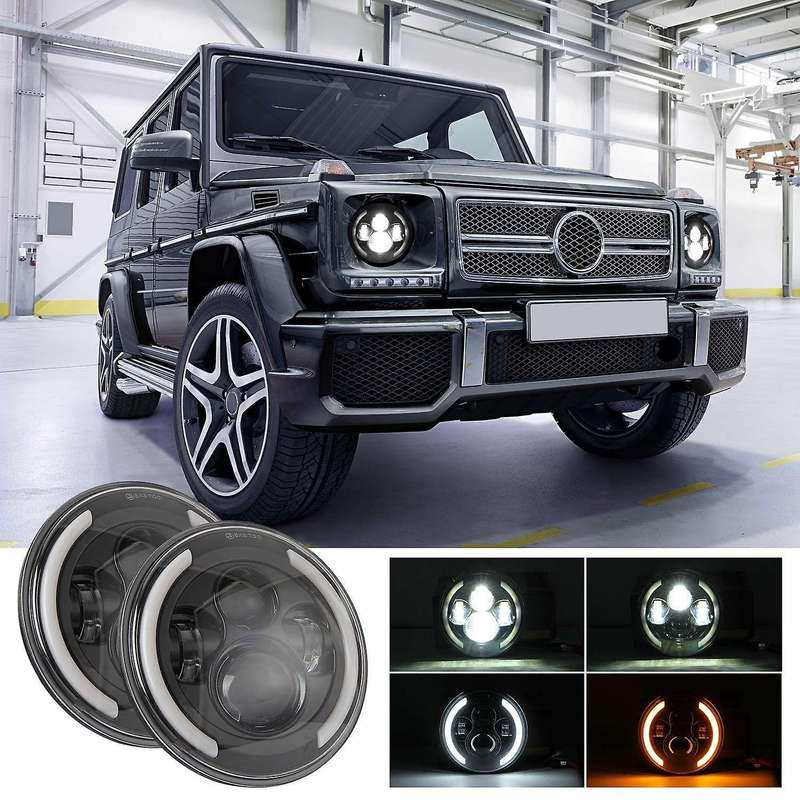 7 inch Round LED Headlights 200W High Low Beam Halo Angle Eyes DRL for JK JL TJ LJ CJ , 2PCS
