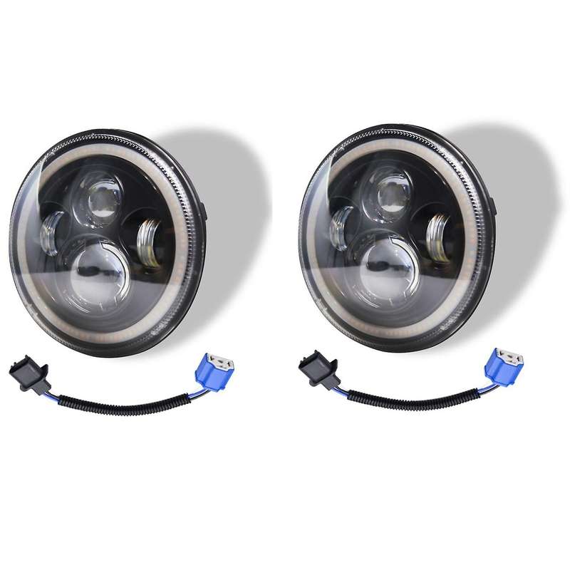 7 Inch Round LED Headlights 140W High Low Beam Halo Angel Eyes DRL for JK JL TJ LJ CJ