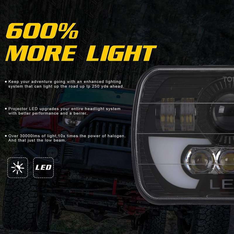 7 Inch Projector Car Truck Square LED Headlights Fog Light Working Lights Lamps for Celica Wrangler