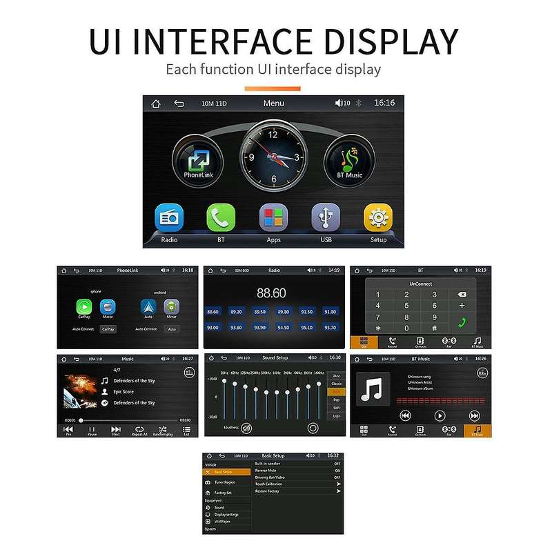 7 Inch Portable Wireless Carplay Screen Carplay Mp5 Car Mp5 Player Gps Universal Black