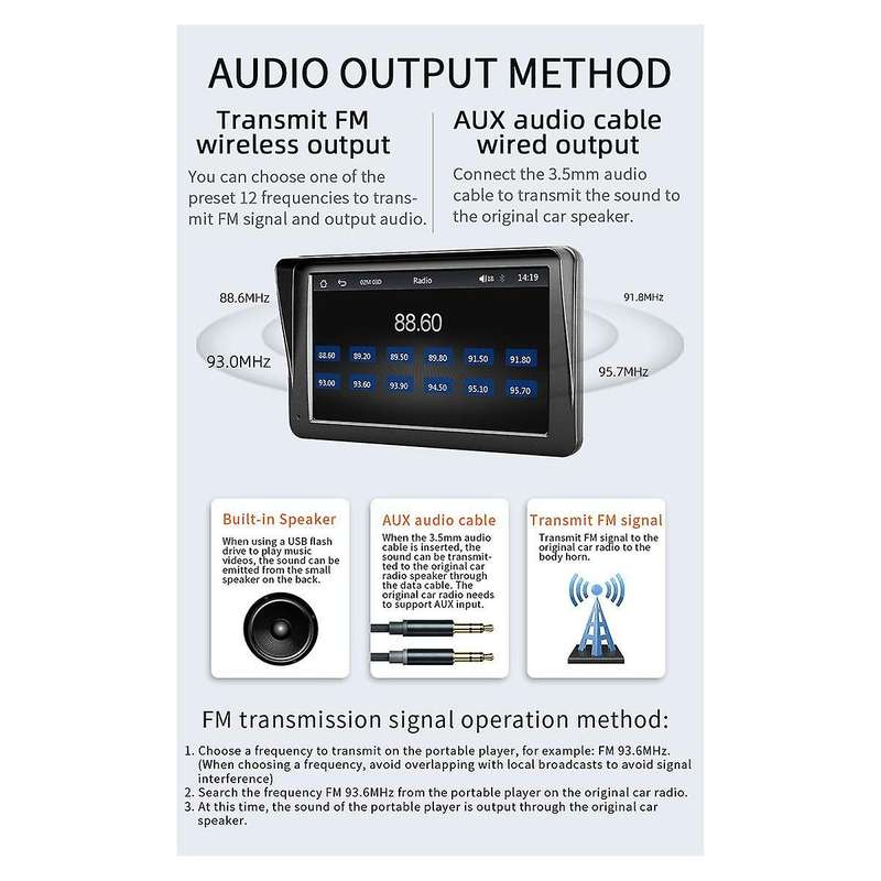 7 Inch Portable Wireless Carplay Screen Carplay Mp5 Car Mp5 Player Gps Universal Black