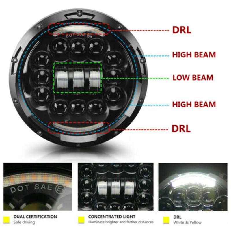 7 Inch Round LED Headlight Turn Signal DRL head light lamp Angle Eyes for JK LJ TJ