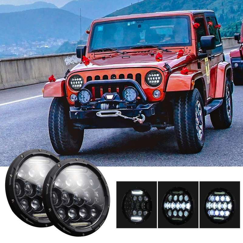 7 inch Round LED Headlights 280W High Low Beam Halo Angle Eyes DRL for JK JL TJ LJ CJ