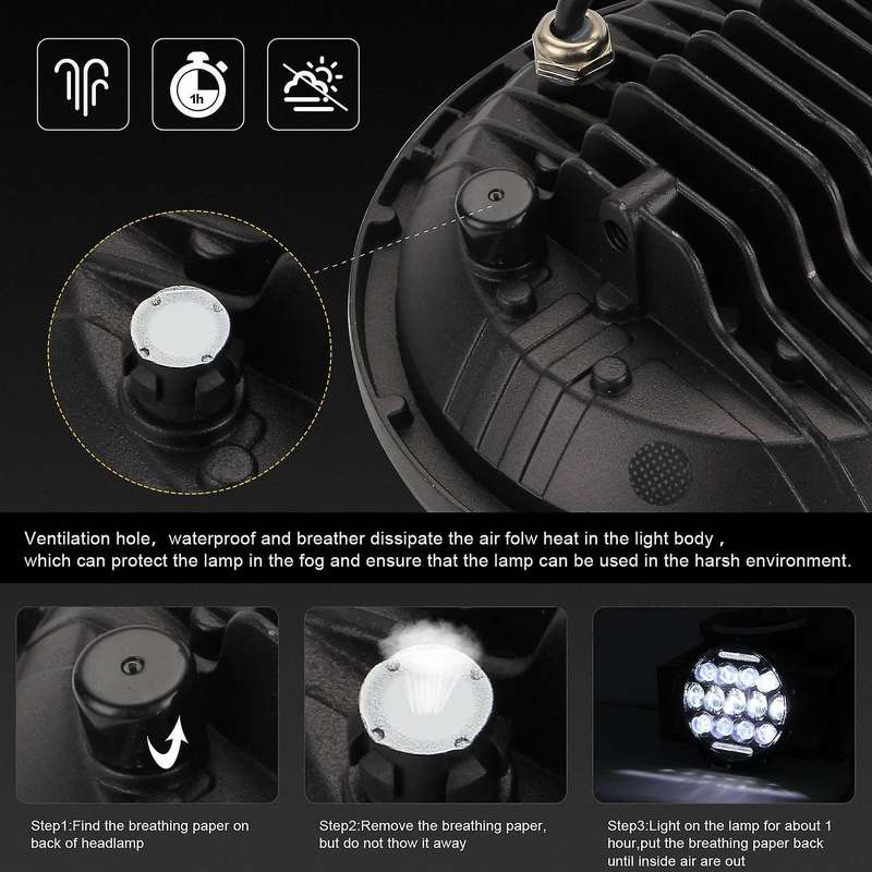 7 inch Round LED Headlights 280W High Low Beam Halo Angle Eyes DRL for JK JL TJ LJ CJ