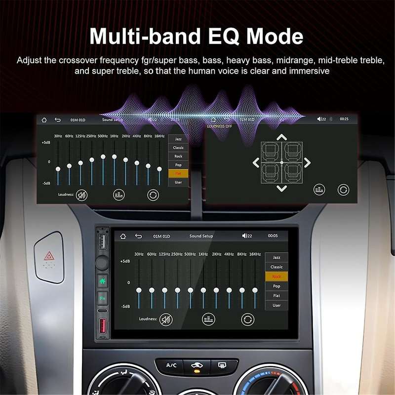 7 Inch Universal 2Din Car MP5 Video Player Bluetooth FM Radio Wireless Carplay Android Auto Multimed