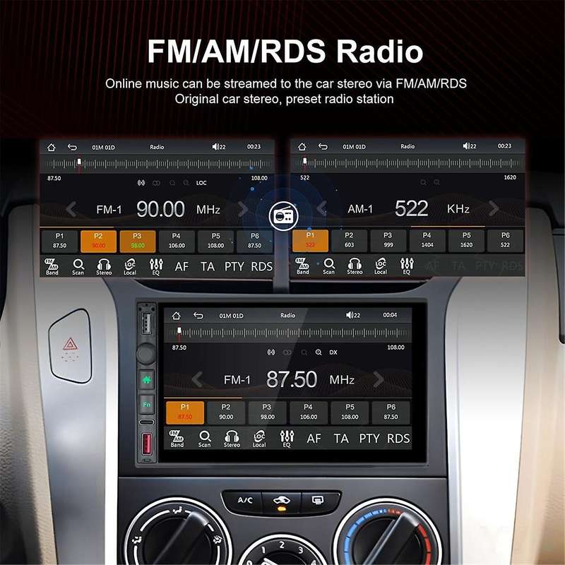7 Inch Universal 2Din Car MP5 Video Player Bluetooth FM Radio Wireless Carplay Android Auto Multimed