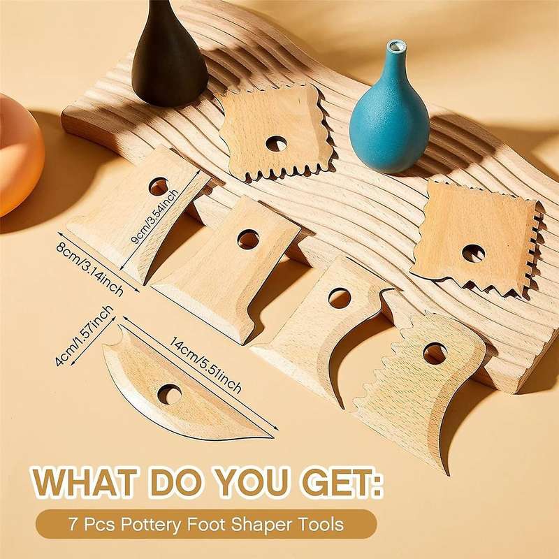 7 Pieces Pottery Tools Pottery Foot Shaper Tools Pottery Trimming Tools Pottery Profile Rib Bundle F