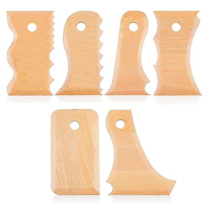 7 Pieces Pottery Trimming Tools Pottery Clay Foot Shaper Tools Texture Wooden Profile Rib Bundle Foo