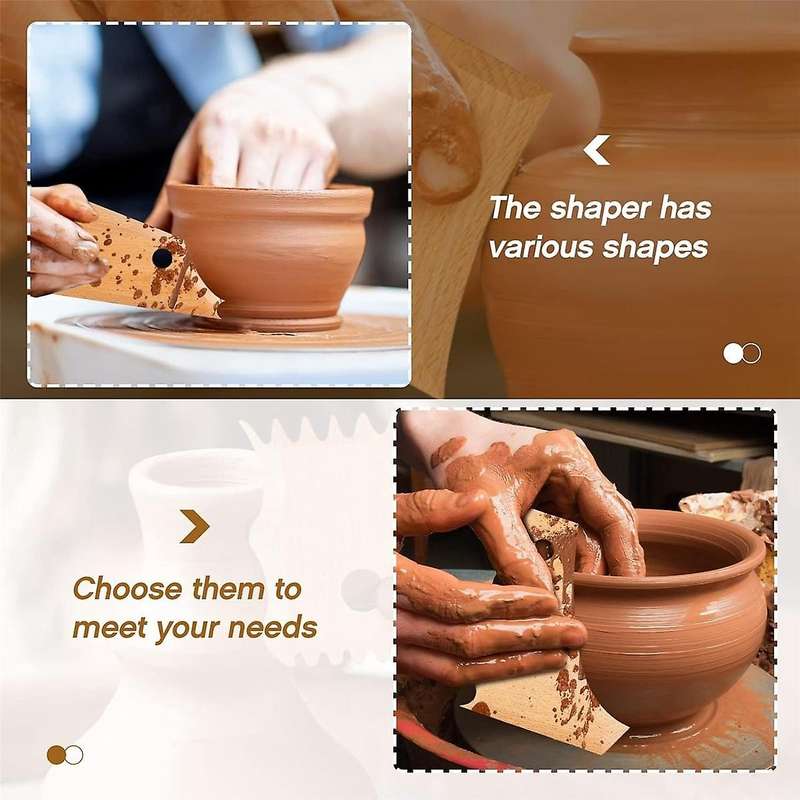 7 Pieces Pottery Trimming Tools Pottery Clay Foot Shaper Tools Texture Wooden Profile Rib Bundle Foo