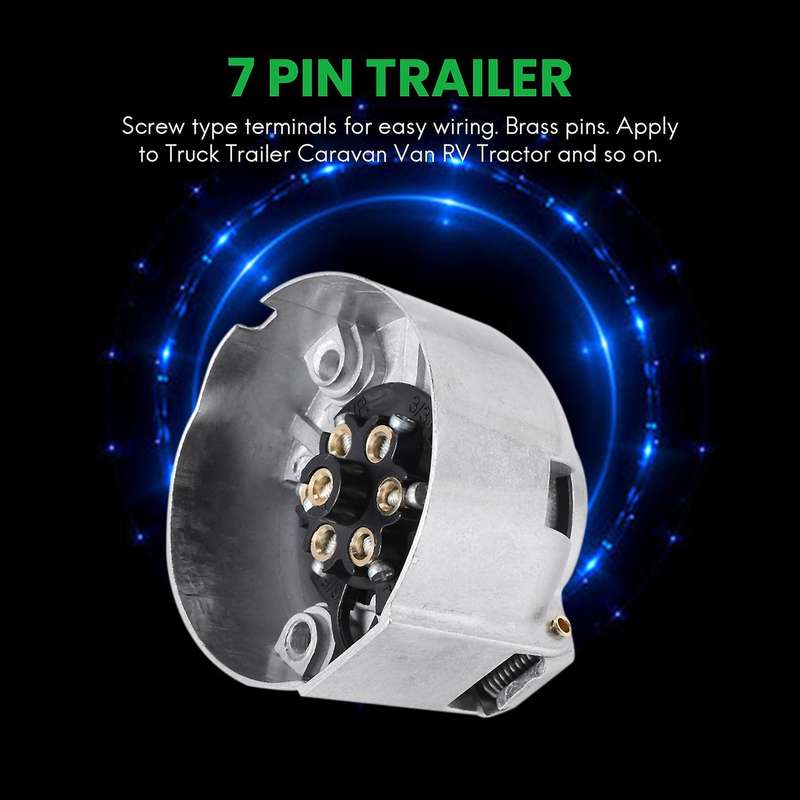 7 Pin Trailer Plug 12V Rv Sockets Towbar Towing Metal Connectors