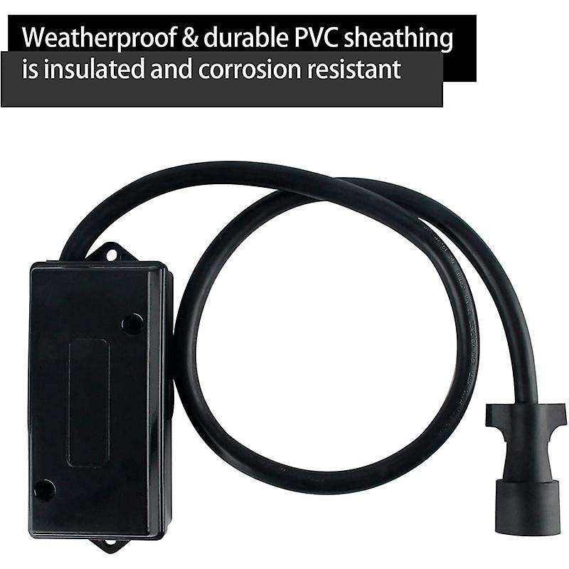 7 Way Plug Inline Trailer Cord & 7 Gang Junction Box, 6 Feet Connector Cable Wiring Harness for RV T