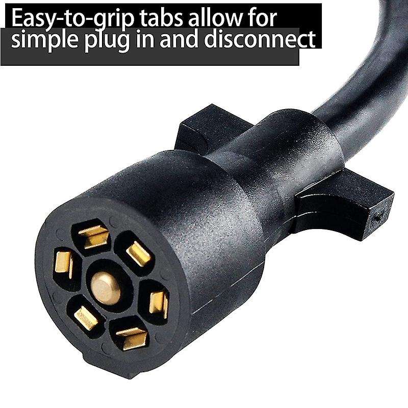 7 Way Plug Inline Trailer Cord & 7 Gang Junction Box, 6 Feet Connector Cable Wiring Harness for RV T