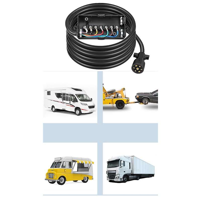 7 Way Inline Trailer Plug with Weatherproof Junction Box 8 Feet Seven-core Cable Wiring Harness for