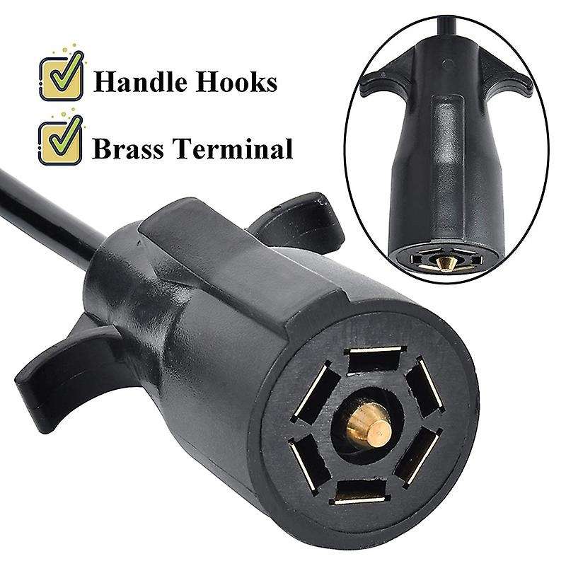 7 Way Round to 5 Way Flat Coiled Trailer Plug Adapter Plug & Play Trailer RV Blade Vehicle-Side Trai