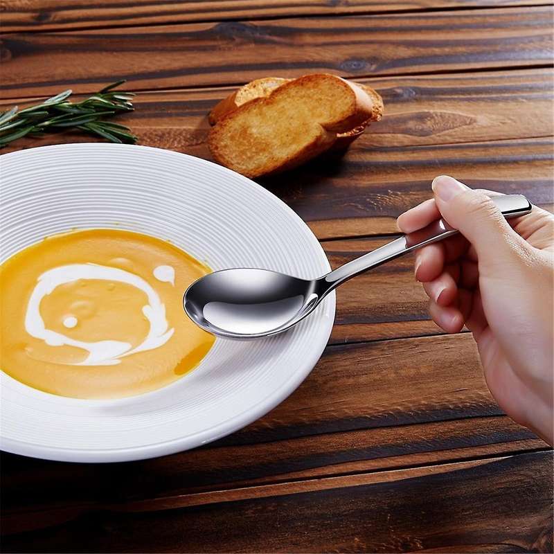 7.3 Inches Soup Spoons with Hook Handle, Set Of 4, Perfect for Ramen, Pho, , Dumplings, Noodles, Dis