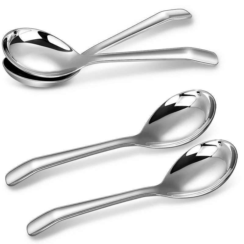 7.3 Inches Soup Spoons with Hook Handle, Set Of 4, Perfect for Ramen, Pho, , Dumplings, Noodles, Dis