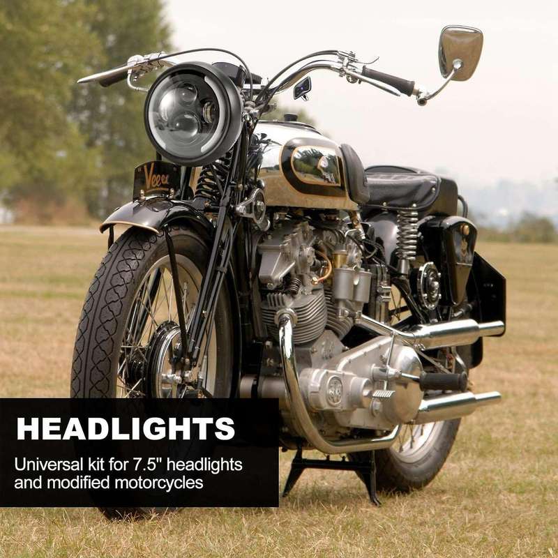7.5 Inch Universal Round Motorcycle Led Headlights Retro Motorcycle Headlights Black