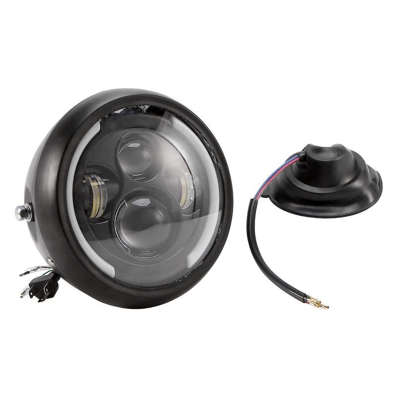 7.5 Inch Universal Round Motorcycle Led Headlights Retro Motorcycle Headlights Black