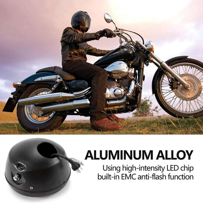 7.5 Inch Universal Round Motorcycle Led Headlights Retro Motorcycle Headlights Black