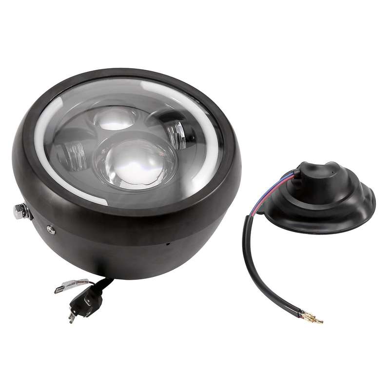 7.5 Inch Universal Round Motorcycle Led Headlights Retro Motorcycle Headlights Black