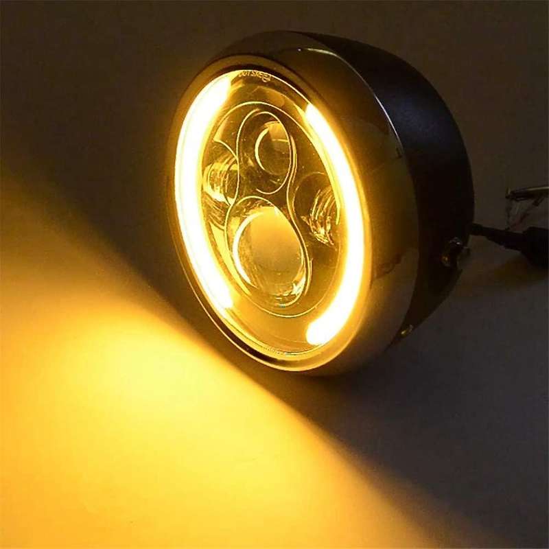 7.5 Inch Universal Round Motorcycle LED Headlights Retro Motorcycle Headlights Silver