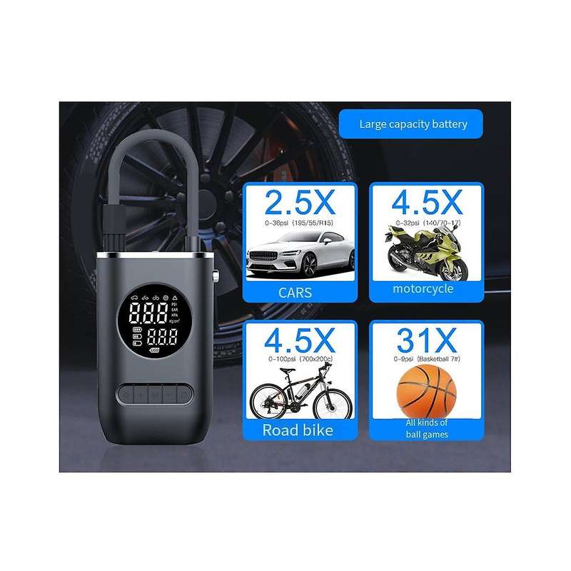 7.4v Car Inflator Pump Portable Handheld Wireless Charging Digital Display with Light Car Motorcycl