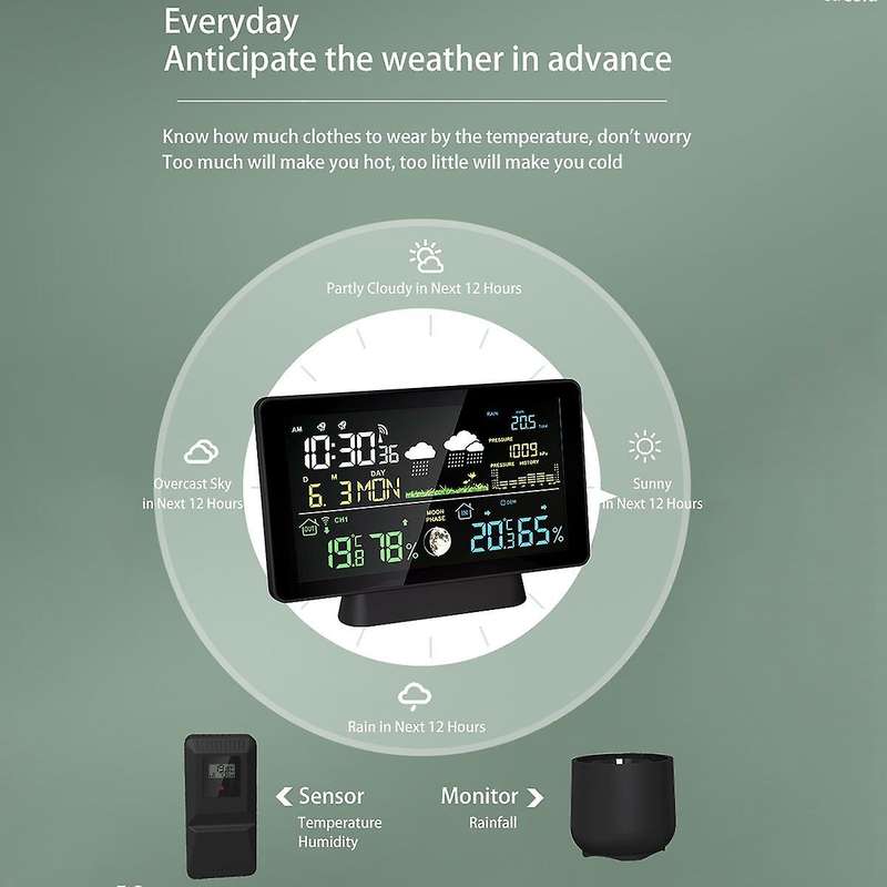 7.5 Inch Color Lcd Wireless Weather Forecast Station Digital Thermometer Hygrometer Trend Barometer