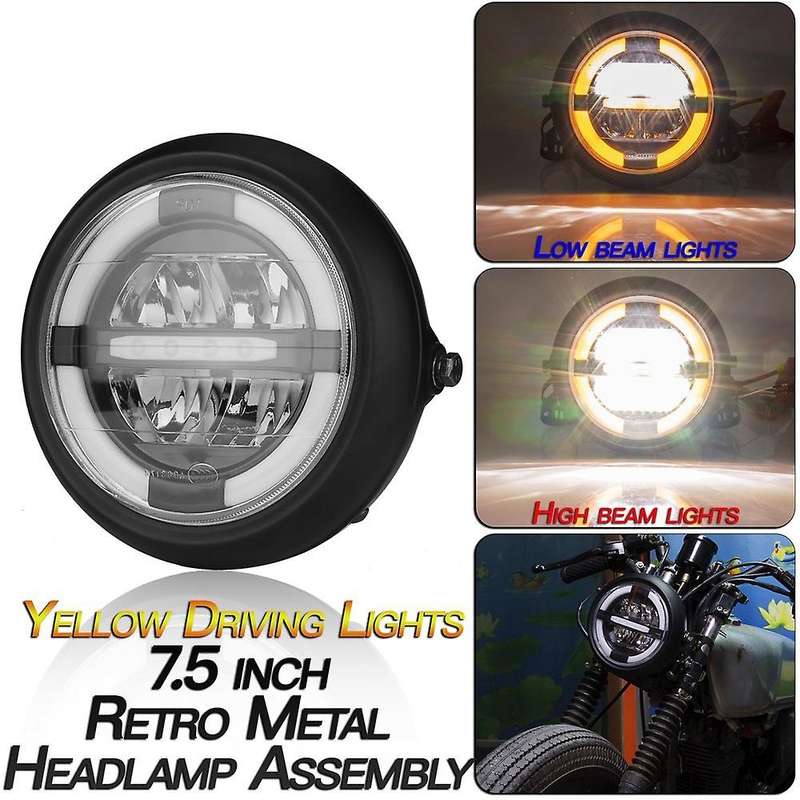 7.5Inch Universal Cafe Round Motorcycle LED Headlight Distance Light Refit Motorcycle Headlight Cafe