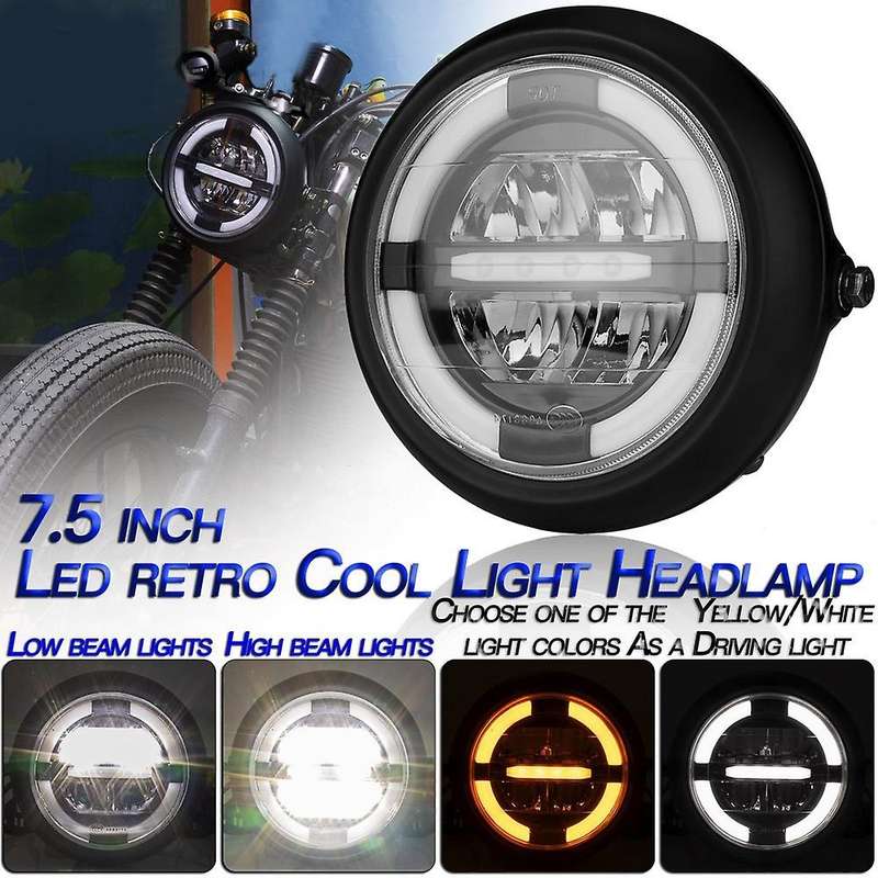 7.5Inch Universal Cafe Round Motorcycle LED Headlight Distance Light Refit Motorcycle Headlight Cafe