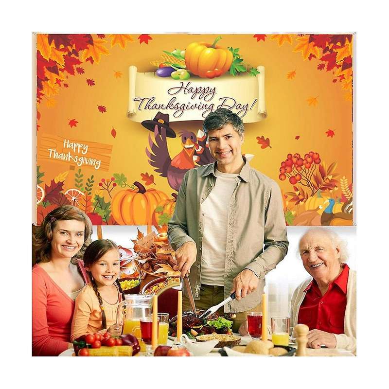 70.8inx43.3in Happy Thanksgiving Day Hanging Fall Harvest Poster Background Banner for Thanksgiving
