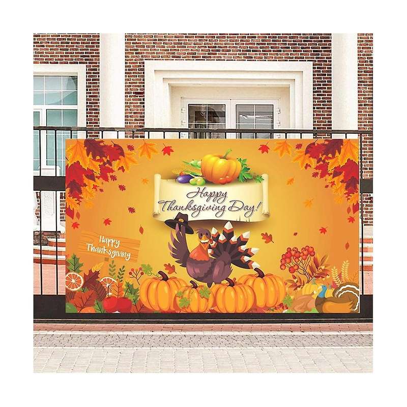 70.8inx43.3in Happy Thanksgiving Day Hanging Fall Harvest Poster Background Banner for Thanksgiving