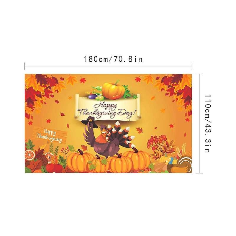 70.8inx43.3in Happy Thanksgiving Day Hanging Fall Harvest Poster Background Banner for Thanksgiving