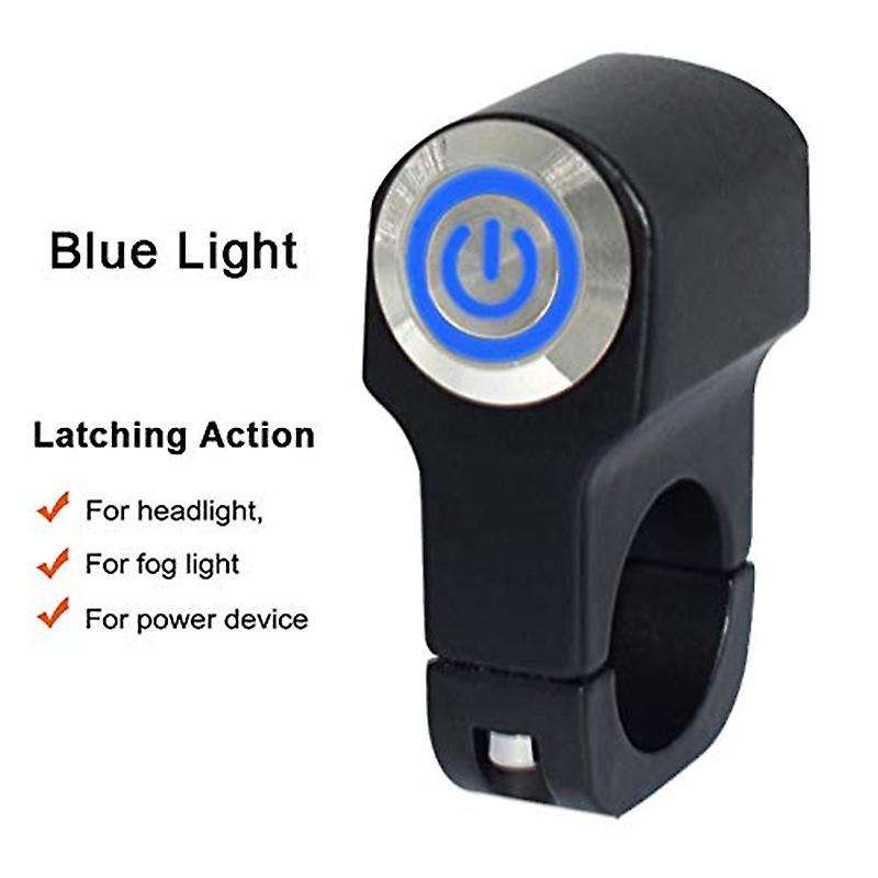 7/8inch ON-OFF Motorcycle Handlebar Switches Healight Switch with Indicator Light(Blue)