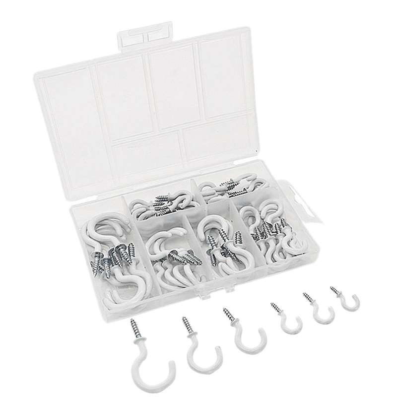 70PCS Ceiling Hooks Heavy Duty Screw Cup Hook for Bathroom Kitchen Wall Ceiling Hanging Various Size