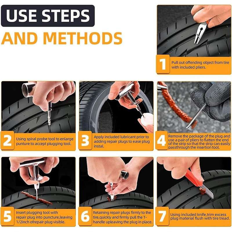 70PCS Tire Repair Kit, Heavy Duty Tire Plug Kit, Tire Patch Kit for Fix A Flat, Tubeless Tire Punct
