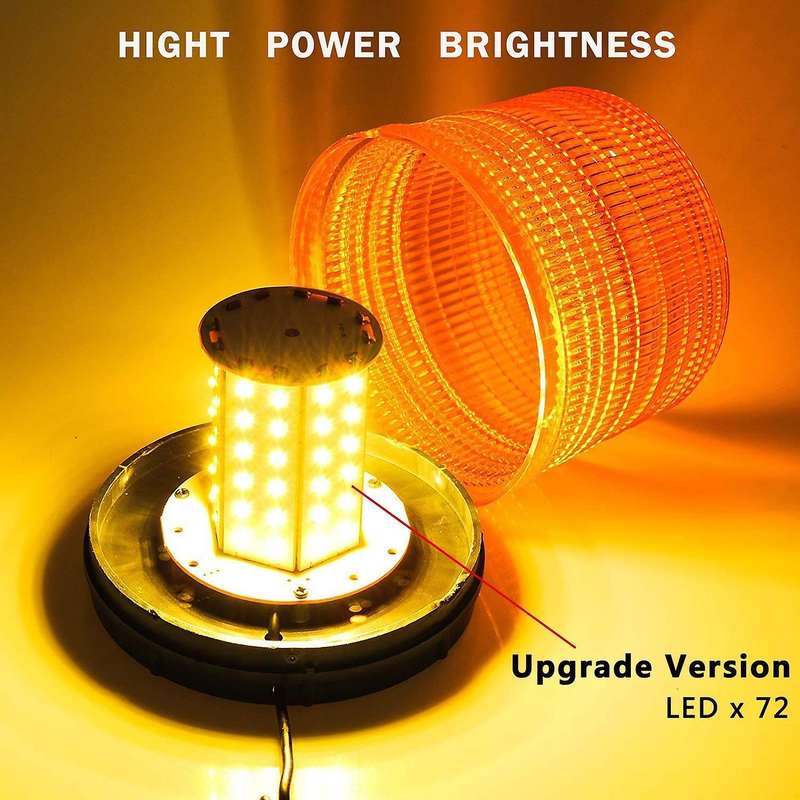 72 LED Strobe Light Amber Warning Lights Super Bright Emergency Warning Flash Beacon Light with 12V
