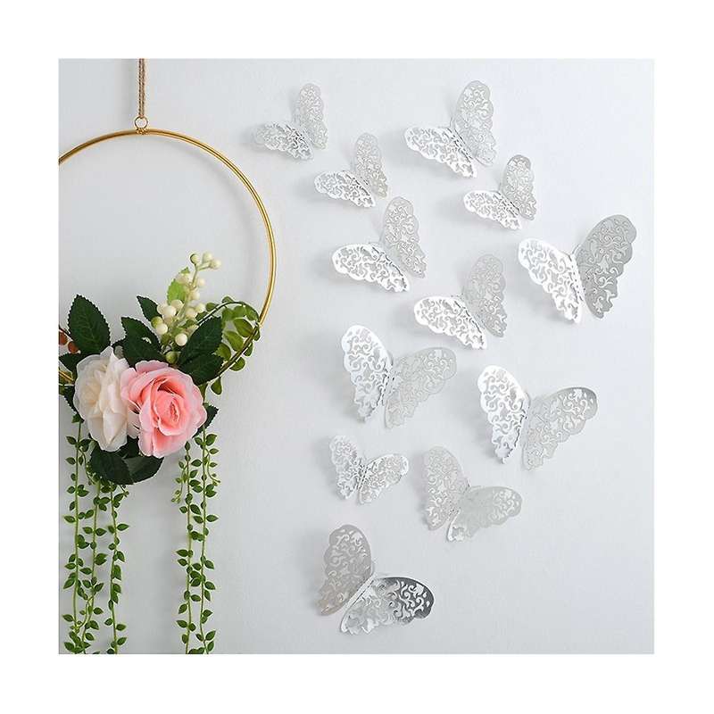 72 Pcs Butterfly Party Decor for Crafts,3 Sizes 3 Colors 2 Styles,3D Butterfly Wall Decor,Wall Stick