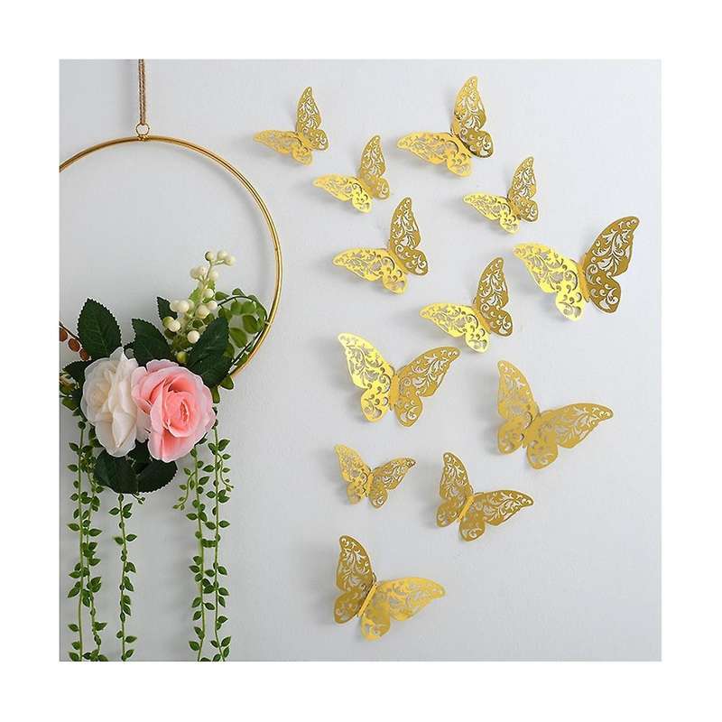 72 Pcs Butterfly Party Decor for Crafts,3 Sizes 3 Colors 2 Styles,3D Butterfly Wall Decor,Wall Stick