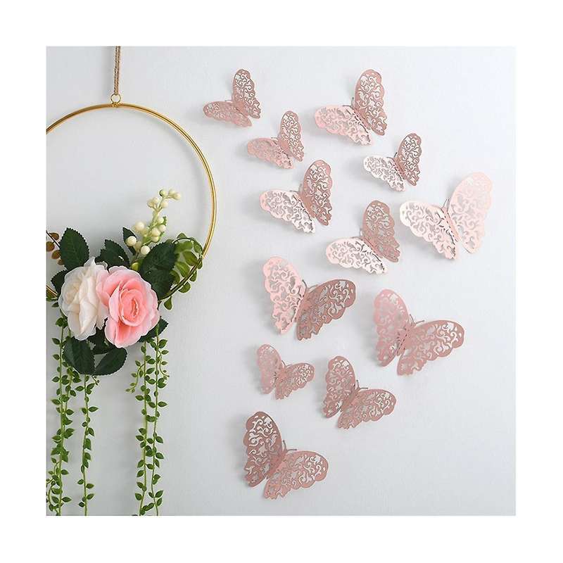 72 Pcs Butterfly Party Decor for Crafts,3 Sizes 3 Colors 2 Styles,3D Butterfly Wall Decor,Wall Stick
