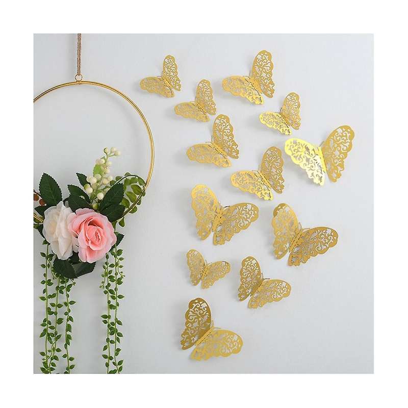 72 Pcs Butterfly Party Decor for Crafts,3 Sizes 3 Colors 2 Styles,3D Butterfly Wall Decor,Wall Stick